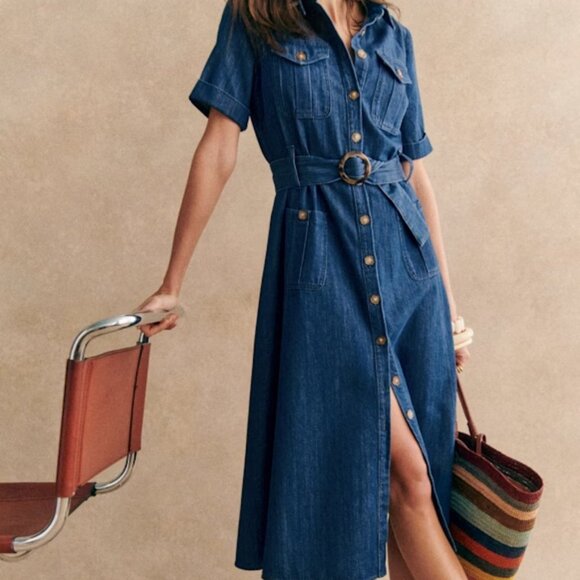 Sezane Dresses & Skirts - Sezane Blue Midi Dress